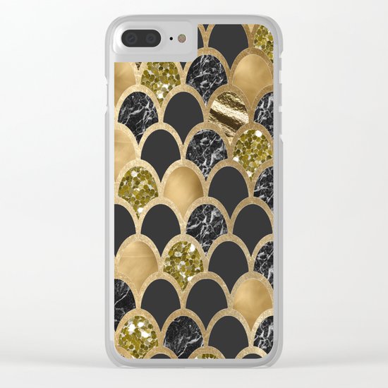 Ebony ink - golden mermaid scales Clear iPhone Case