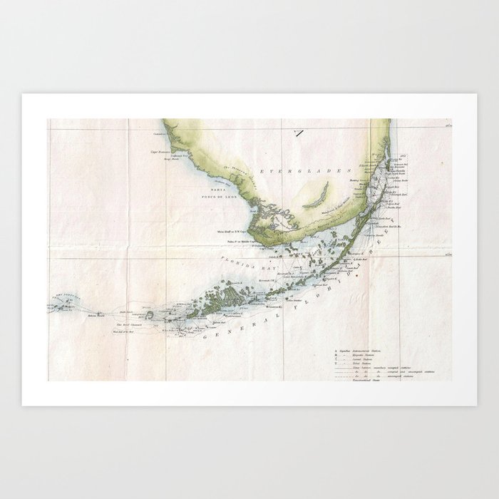 Vintage Map Of The Florida Keys 1852 Art Print By Bravuramedia
