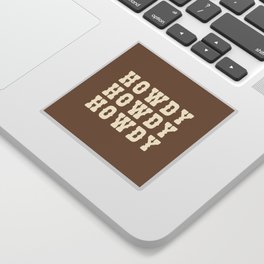 Brown and Beige Howdy Cowboy Design Sticker