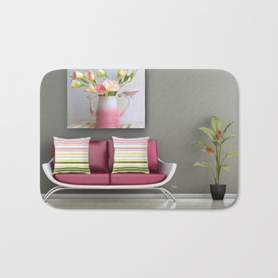Coffee, Tea or Flowers Vignette Bath Mat