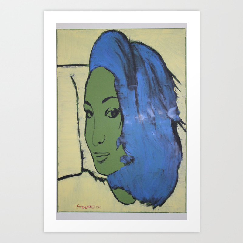 Dariusz Stolarzyn Women With Green Face Oil Painting Art Print