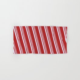 [ Thumbnail: Lavender & Red Colored Lines Pattern Hand & Bath Towel ]