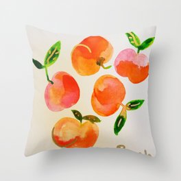 perfect peaches watercolor Throw Pillow