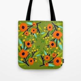 Leta Floral in Olive Green - Vintage Retro Flowers - Digital Painting Tote Bag