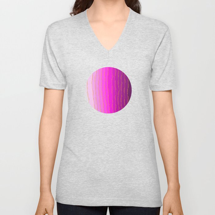 Abstract Magenta (D187) V Neck T Shirt