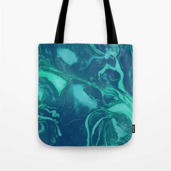 Teal Marble Tote Bag