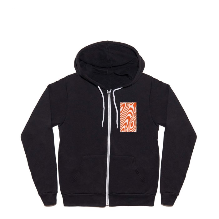 Deep Orange Zebra Grooves Abstract Pattern Full Zip Hoodie