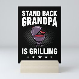 Grandpa Grilling BBQ Grill Smoker Master Mini Art Print
