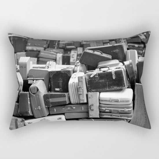 TOWER OF LUGGAGE in Black & White Rectangular Pillow