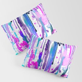 Abstract Watercolor Drips Blue Turquoise Pink Pillow Sham