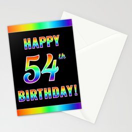 [ Thumbnail: Fun, Colorful, Rainbow Spectrum “HAPPY 54th BIRTHDAY!” Stationery Cards ]