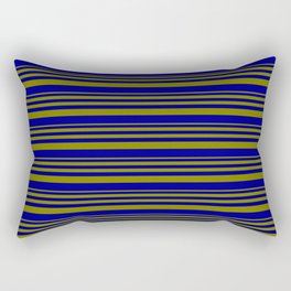 [ Thumbnail: Green & Dark Blue Colored Striped/Lined Pattern Rectangular Pillow ]