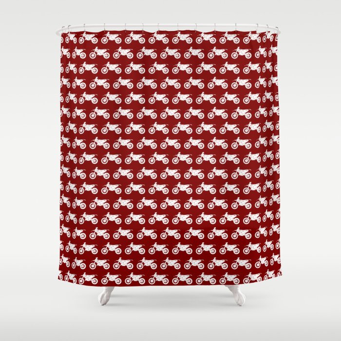 Dirt Bikes // Maroon Shower Curtain