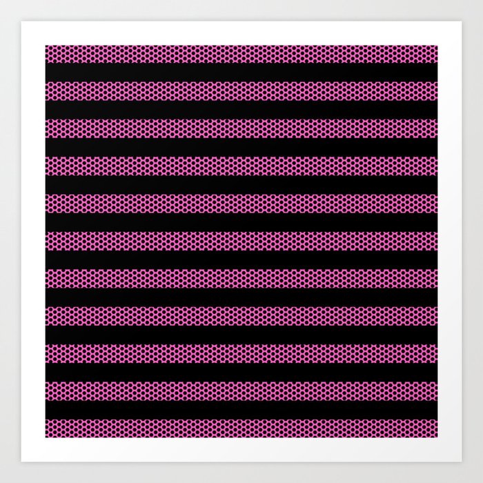 Stripe and Dot Pattern 931 Black and Pink Art Print