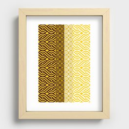 Yellow Plaits Pattern on Black and White Recessed Framed Print