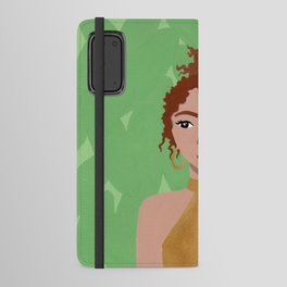 Girl with Curly Hair in a Gold Dress Android Wallet Case