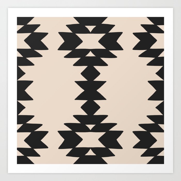 Geometric Southwestern Minimalist Pattern Black Art Print