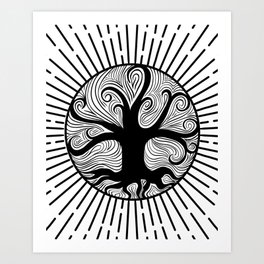 Tree of Life line art print Art Print