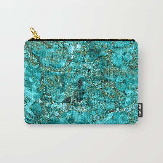 Marble Turquoise Blue Gold Carry-All Pouch