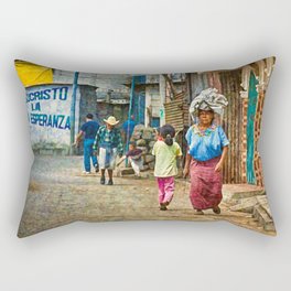 Street Scene in Santiago Atitlan, Guatemala, Digital Painting Rectangular Pillow