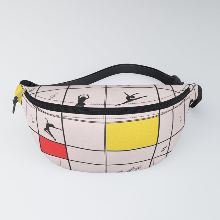Dancing like Piet Mondrian - Composition with Red, Yellow, and Blue on the light pink background Fanny Pack