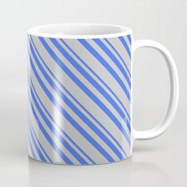 [ Thumbnail: Royal Blue and Grey Colored Pattern of Stripes Coffee Mug ]