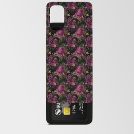Burgundy Black Moody Floral Pattern Android Card Case