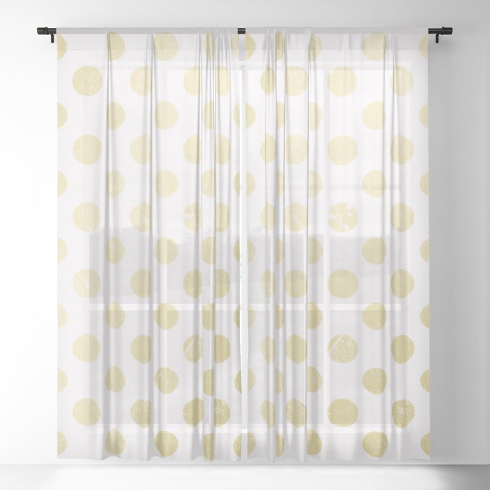 Abstract Geometrical White Gold Grant Polka Dots Sheer Curtain By Pink Water Society6 Gold Grant Polka Dots Sheer Curtain, Gold Polka Dot Sheer Curtains
