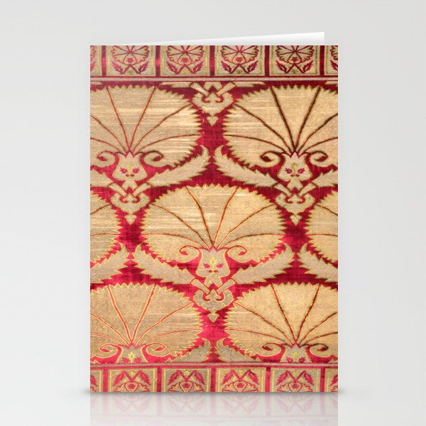 Antique Turkish Carnations Textile Red Stationery Cards