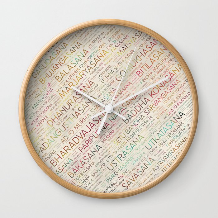 Yoga Asanas / Poses Sanskrit Word Art Wall Clock by Creativemotions
