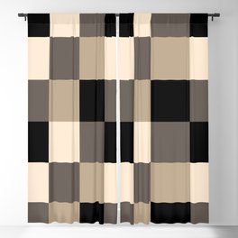 Checkerboard Squares Plaid Black Brown Beige Blackout Curtain