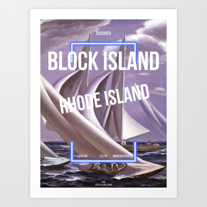 Block Island, Rhode Island nautical sailing travel advertising vintage poster / posters Art Print