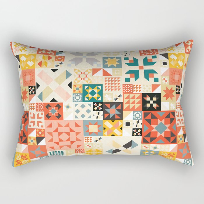 Modern Quilt Pattern Rectangular Pillow