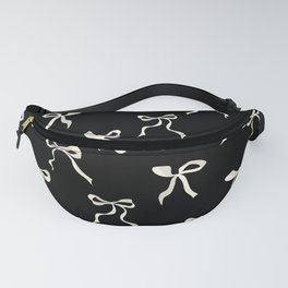 Coquette cream loose ribbons on a black background pattern Fanny Pack