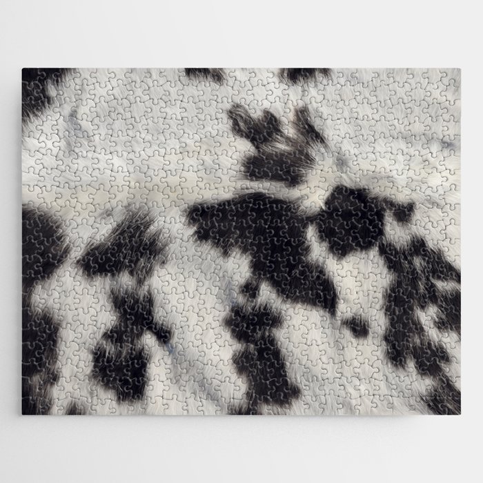 Brown Cowhide, Cow Skin Print Pattern, Modern Cowhide Faux Leather Jigsaw Puzzle