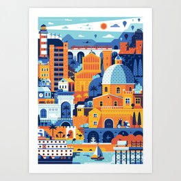 Cagliari Mediterranean Town Travel Cityscape Art Print