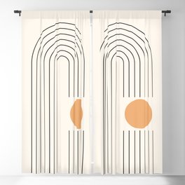 Geometric Lines in Gold and Black 9 (Rainbow and Sun) Blackout Curtain