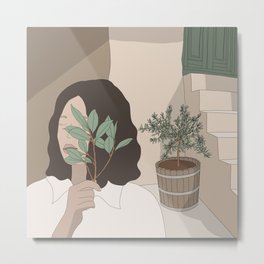Woman with an olive branch Metal Print