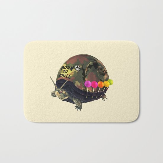 "Born to Chill" Full Metal Snail Turtle Bath Mat