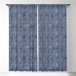 Blue Jeans Denim Pocket Patchwork Blackout Curtain