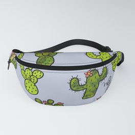 Fun cactus pattern blue background Fanny Pack