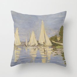Claude Monet Regattas at Argenteuil Throw Pillow