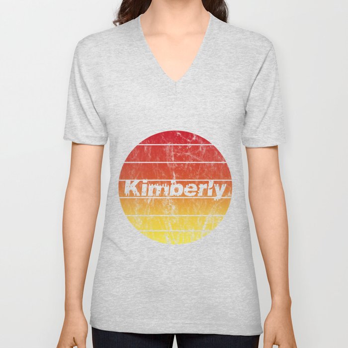 Name Kimberly vintage sunset sun V Neck T Shirt