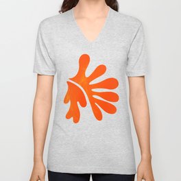 Red Coral Leaf: Matisse Paper Cutouts II V Neck T Shirt