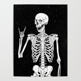 Rock and Roll Skeleton Design Poster