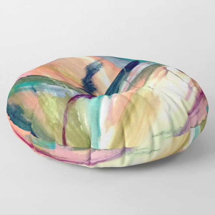 Brave -  a colorful acrylic and oil painting Floor Pillow