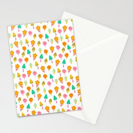 Smiling Mushrooms and Flowers Stationery Card