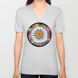 Coneflower Circle V Neck T Shirt