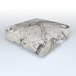 Zaragoza, Spain - Black & White City Map Drawing Outdoor Floor Cushion