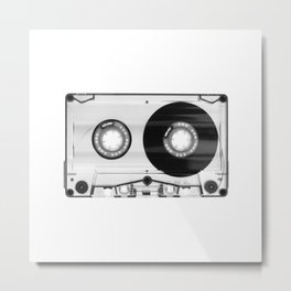 1980's Retro Black-White Vintage 80's Cassette Eighties Technology Art Print Home Decor Wall Decor Metal Print | Turntable, Nineties, Pop, Dj, Art, Music, New, Cassette, Songs, Lyrics 
